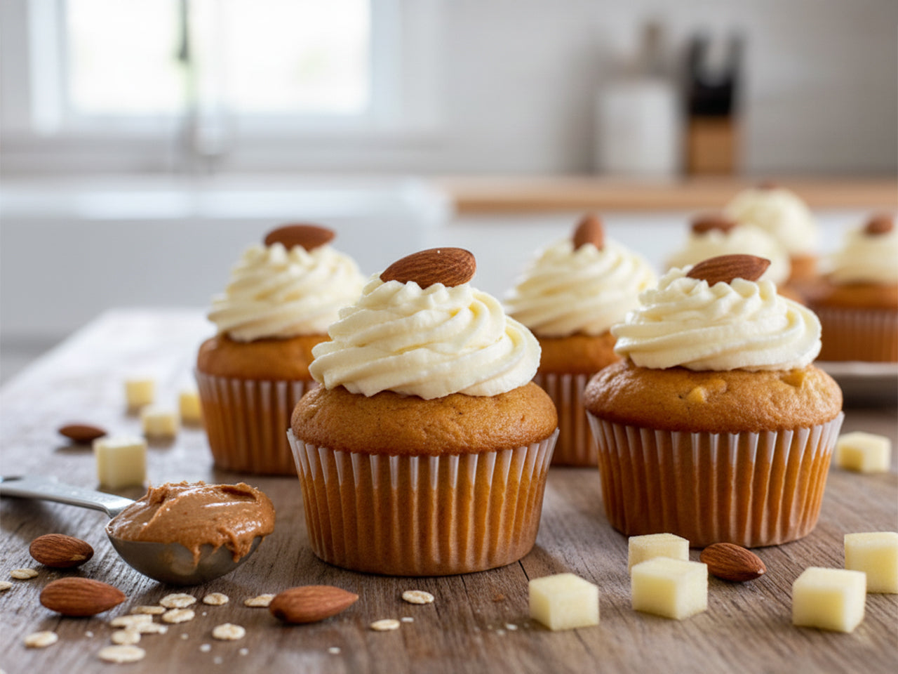 Apple muffins with almond butter