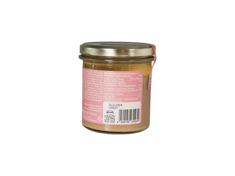 Rückseite des Lemke Mandel Biomus creamy 300 g Glases mit Nährwertangaben