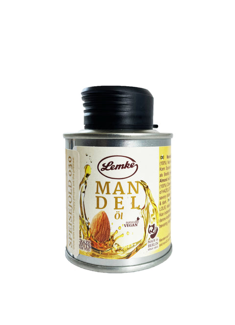Lemke Mandelöl 100 ml Flasche mit Produktetikett auf weißem Hintergrund