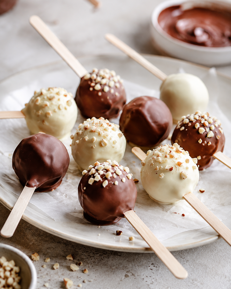 Orange and Cherry Marzipan Pops